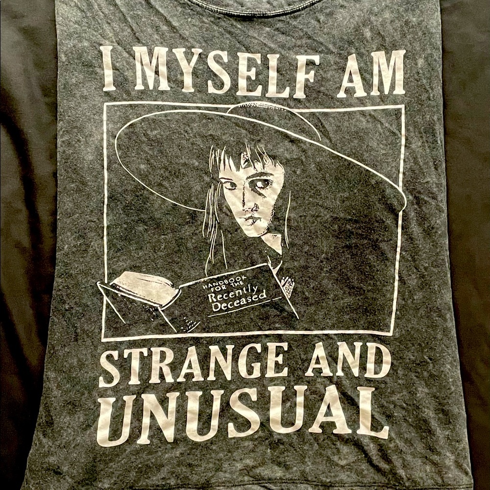 Beetlejuice Black Mineral Wash Lace Hem Top